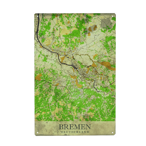 Metall Poster "Bremen Vintage City Map" artboxONE - Städte / Weitere,Kartografie