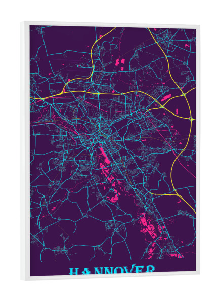 Poster mit weißem Rahmen "Stadtplan Hannover" artboxONE - Städte / Weitere,Kartografie