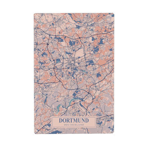 Metall Poster "Dortmund Stadt" artboxONE - Städte / Weitere,Kartografie