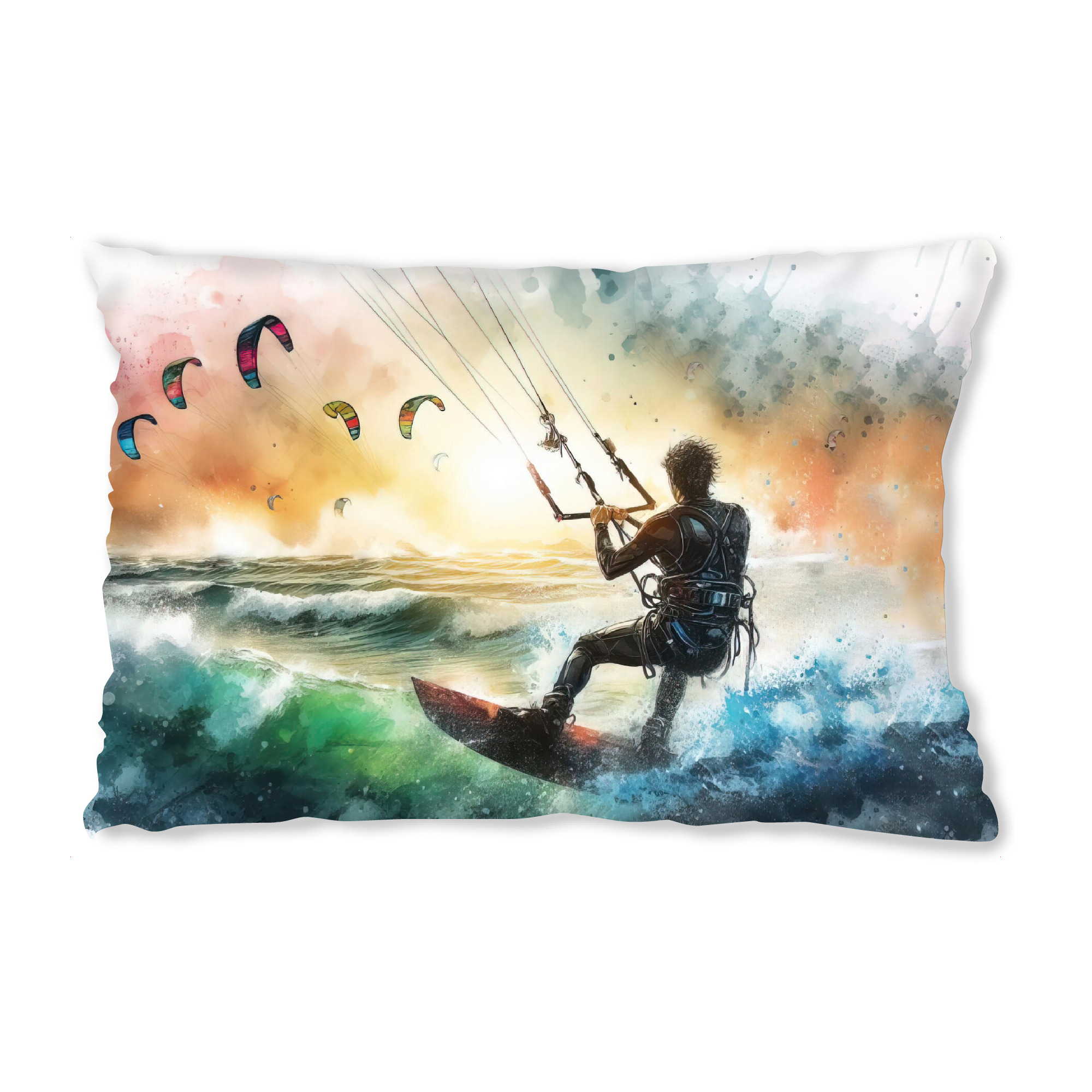 Design-Kissen "Kitesurfen in Aquarell C" artboxONE - Sport,Sport / Motivation