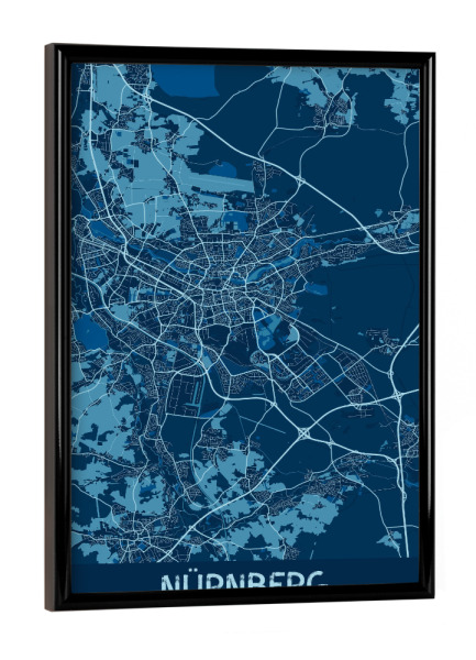 Poster mit schwarzem Rahmen "Stadt Nürnberg" artboxONE - Städte / Weitere,Kartografie