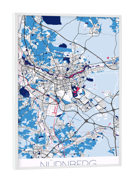 Poster mit weißem Rahmen "CityMap von Nürnberg" artboxONE - Städte / Weitere,Kartografie