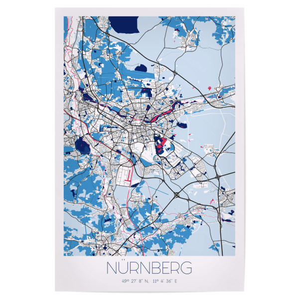 Poster "CityMap von Nürnberg" artboxONE - Städte / Weitere,Kartografie