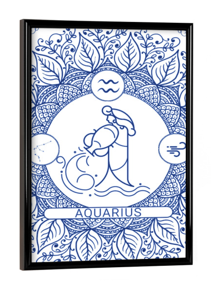 Poster mit schwarzem Rahmen "Zodiac - Portuguese - Aquarius" artboxONE - Natur,Floral,Abstrakt
