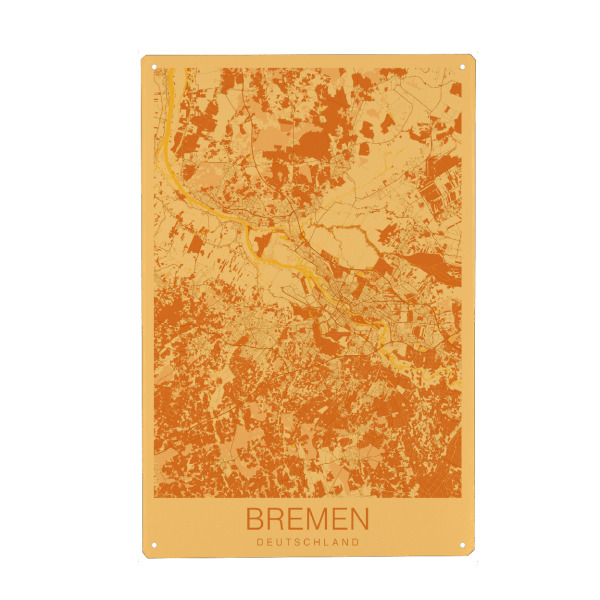 Metall Poster "Bremen Stadt Map" artboxONE - Städte / Weitere,Kartografie