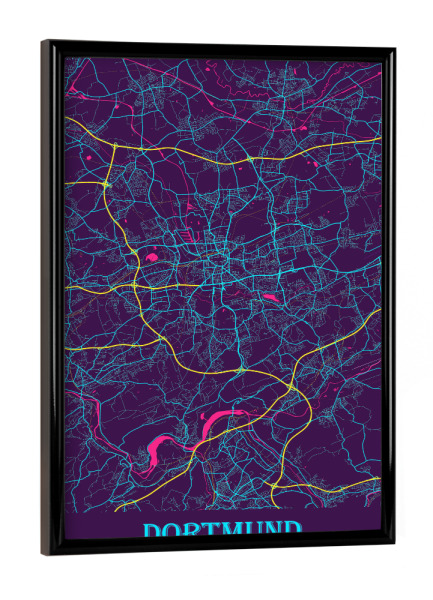 Poster mit schwarzem Rahmen "CityMap - Dortmund" artboxONE - Städte / Weitere,Kartografie