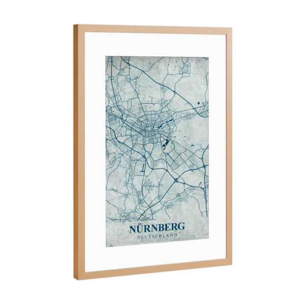Poster mit Rahmen Kupfer "Vintage Nürnberg" artboxONE - Städte / Weitere,Kartografie
