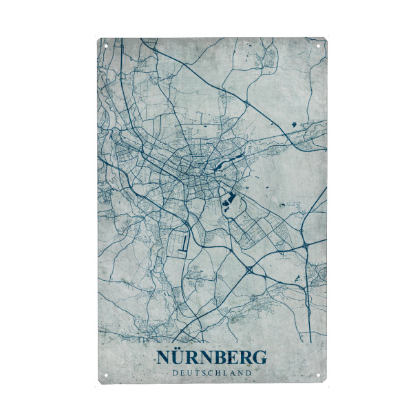 Metall Poster "Vintage Nürnberg" artboxONE - Städte / Weitere,Kartografie