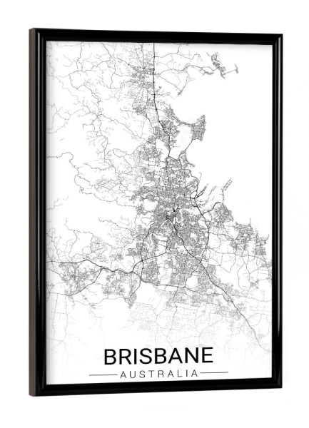 Poster mit schwarzem Rahmen "CityMap Brisbane" artboxONE - Schwarzweiß,Städte / Weitere,Kartografie