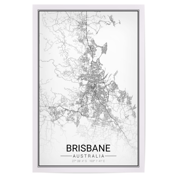 Poster 30x20 cm "CityMap Brisbane" artboxONE - Schwarzweiß,Städte / Weitere,Kartografie