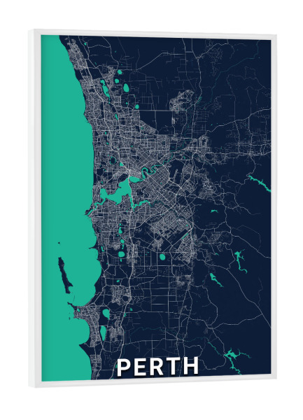 Poster mit weißem Rahmen "Perth Map" artboxONE - Städte / Weitere,Kartografie