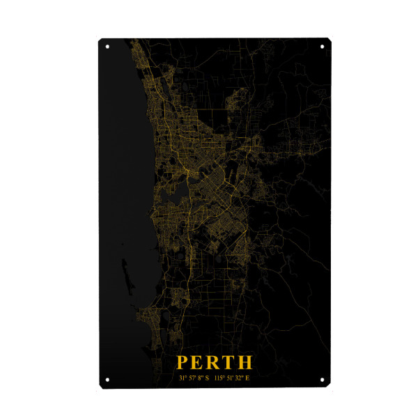 Holzbild "Perth als Stadtplan" artboxONE - Städte / Weitere,Kartografie