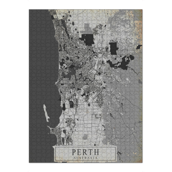 Puzzle Ravensburger "Retro City Perth" artboxONE - Schwarzweiß,Städte / Weitere,Kartografie