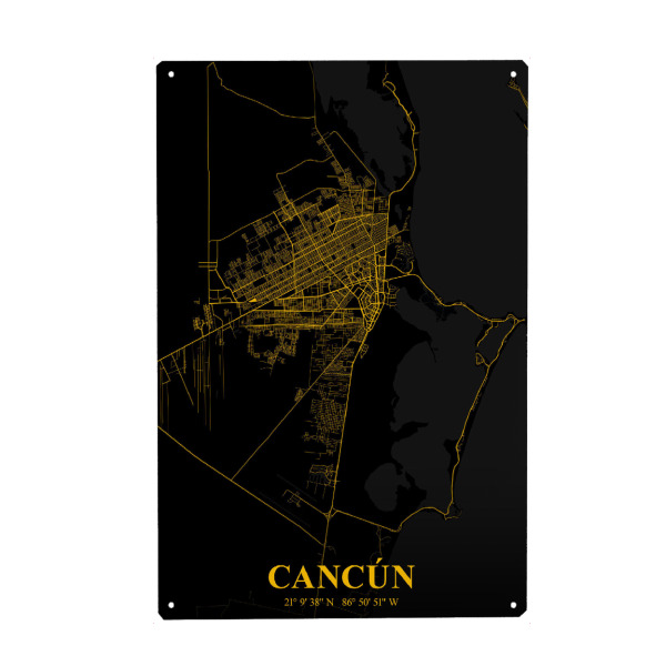 Metall Poster "Cancun als Stadtplan" artboxONE - Städte / Weitere
