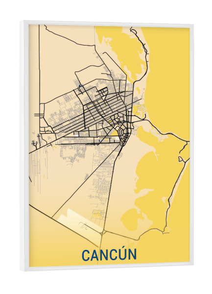 Poster mit weißem Rahmen "Stadt Map Cancun" artboxONE - Städte / Weitere,Kartografie
