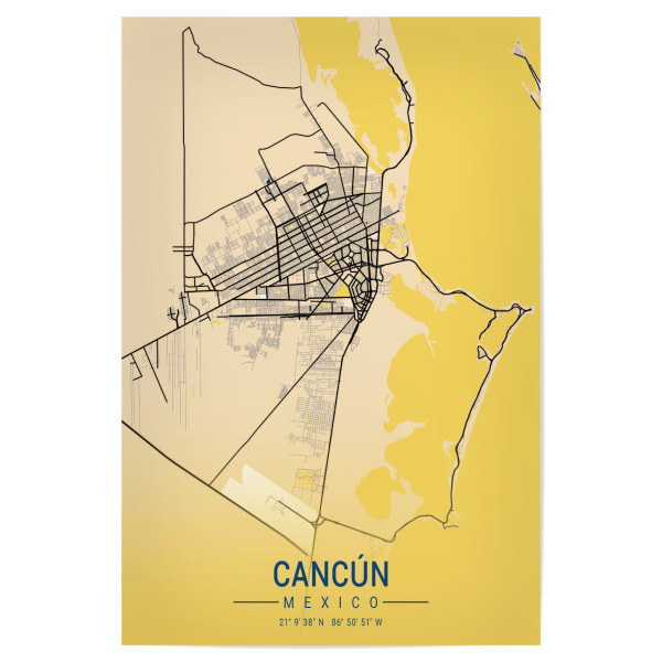 Poster 30x20 cm "Stadt Map Cancun" artboxONE - Städte / Weitere,Kartografie