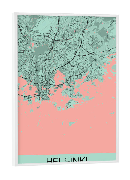 Poster mit weißem Rahmen "Stadt Map Helsinki" artboxONE - Städte / Weitere,Kartografie