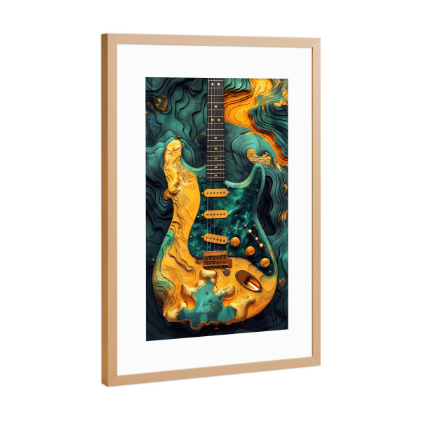 Poster mit Rahmen Kupfer "Gitarrenmusikinstrumentenkunst F" artboxONE - Musik - Gitarre,Gitarren,Musik,Ton,Instrument,Musikinstrument