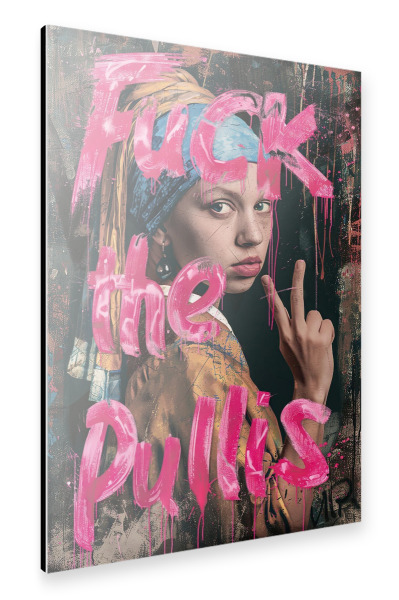 Alu-Dibond "Fuck the Pullis" 30x20 cm artboxONE