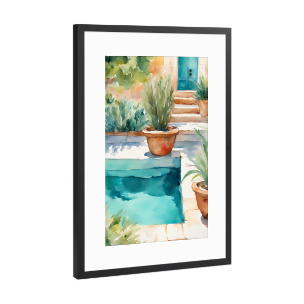 Poster mit Rahmen Schwarz (Metallic) "Pool mit Pflanzen" artboxONE - Natur,Reise,Reise / Strand und Meer