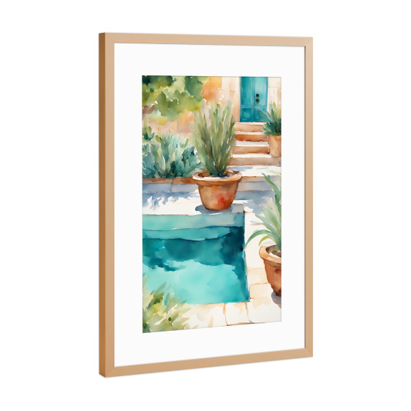 Poster mit Rahmen Kupfer "Pool mit Pflanzen" artboxONE - Natur,Reise,Reise / Strand und Meer