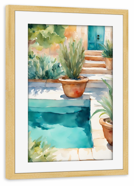 Poster mit Rahmen kiefer "Pool mit Pflanzen" artboxONE - Natur,Reise,Reise / Strand und Meer