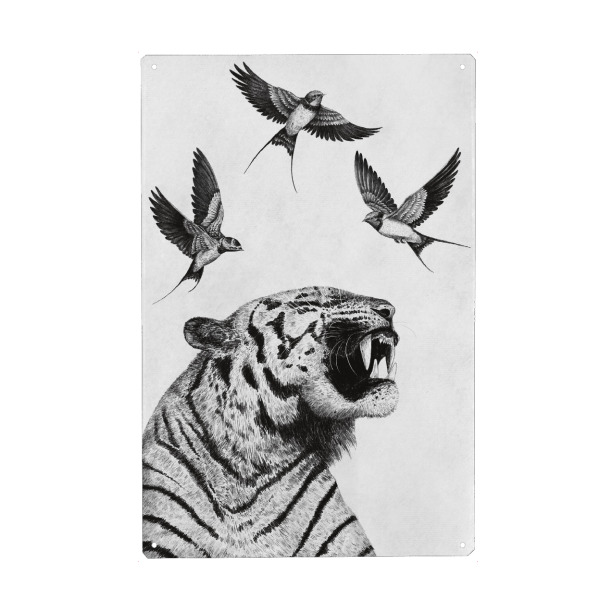 Metall Poster "Flug des inneren Vogels" artboxONE - Natur,Für Kinder,Tiere,Schwarzweiß