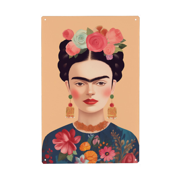 Holzbild "Fridas Blumenfiesta" artboxONE - Natur,Floral,Menschen