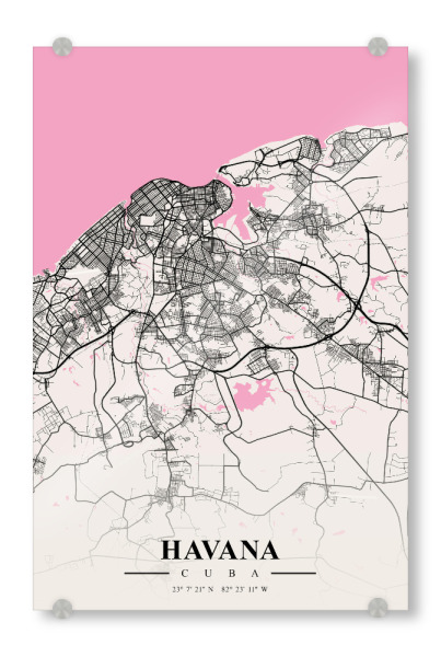 Acrylglasbild "Map Havanna" artboxONE - Städte / Weitere,Kartografie