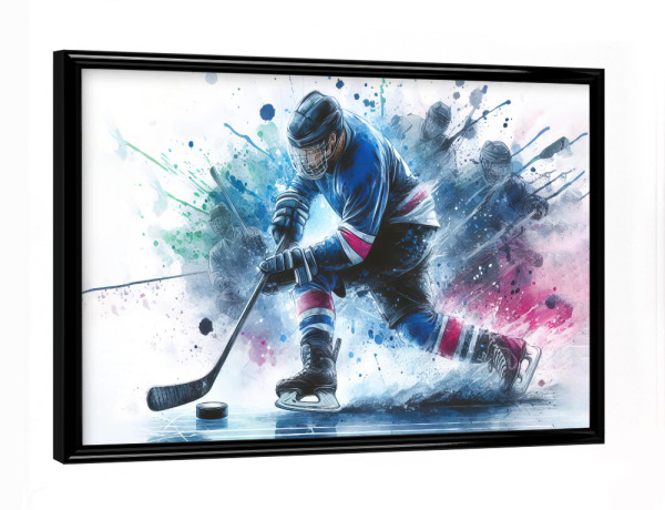 Poster mit schwarzem Rahmen "Eishockey B" artboxONE - Sport,Sport / Motivation - Sport,Sportler,Farbe,Aktion,Bunt,Wettbewerb,Hockey,Eishockey