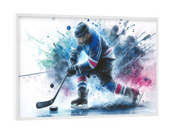 Poster mit weißem Rahmen "Eishockey B" artboxONE - Sport,Sport / Motivation - Sport,Sportler,Farbe,Aktion,Bunt,Wettbewerb,Hockey,Eishockey