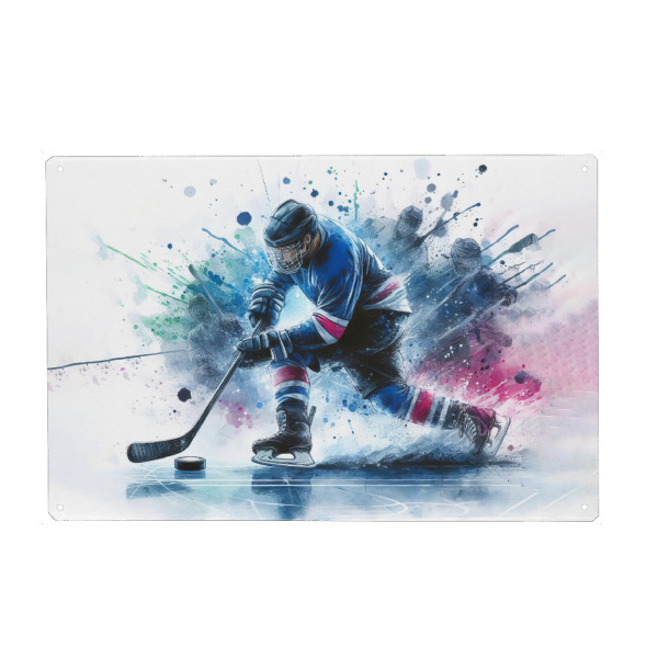Holzbild "Eishockey B" artboxONE - Sport,Sport / Motivation - Sport,Sportler,Farbe,Aktion,Bunt,Wettbewerb,Hockey,Eishockey