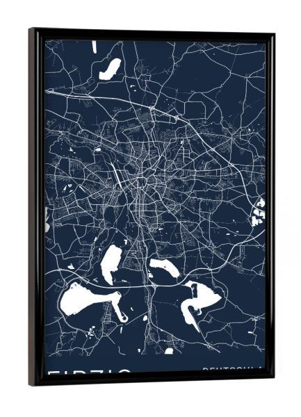 Poster mit schwarzem Rahmen "Leipzig Stadt" artboxONE - Städte / Weitere,Kartografie