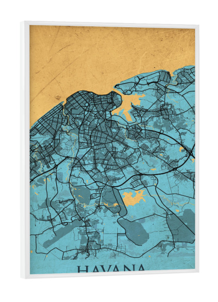 Poster mit weißem Rahmen "Retro City Havanna" artboxONE - Städte / Weitere,Kartografie