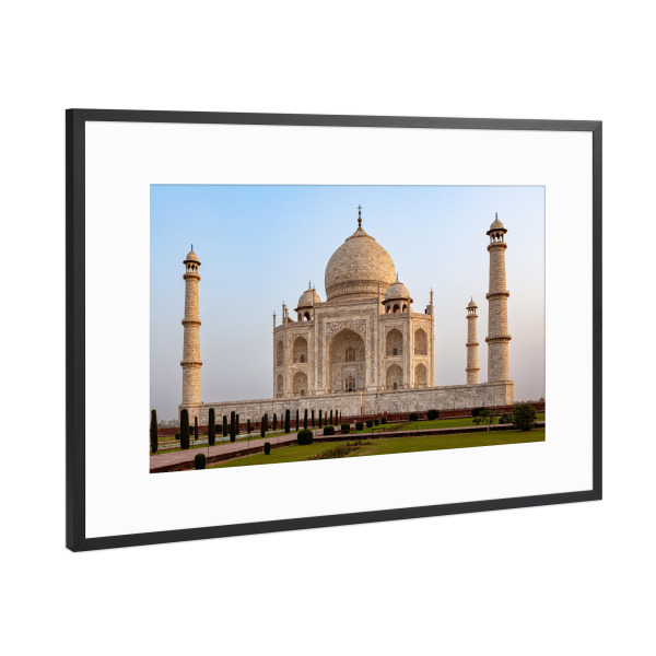 Poster mit Rahmen Schwarz (Metallic) "Taj Mahal in Agra" artboxONE - Architektur,Reise / Asien