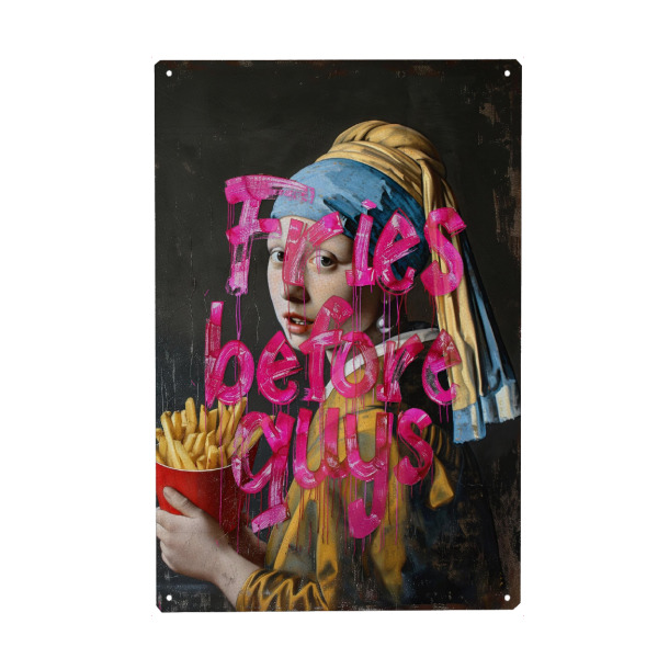 Metall Poster "Fries before guys x Vermeer" artboxONE - Streetart
