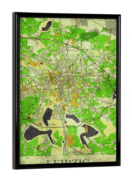 Poster mit schwarzem Rahmen "Leipzig Vintage City Map" artboxONE - Städte / Weitere,Kartografie