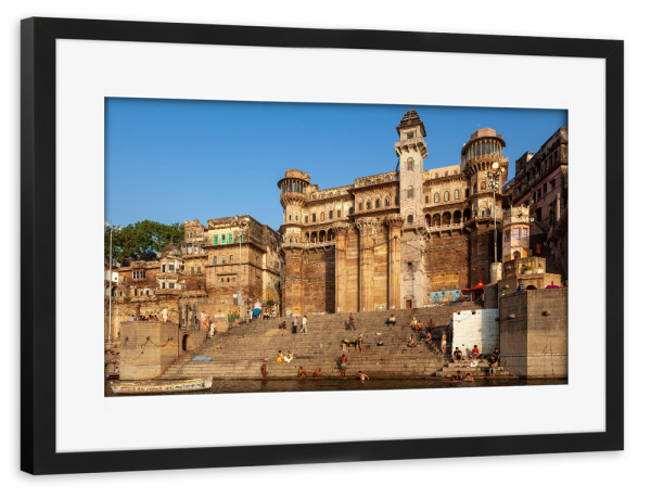 Poster mit Rahmen schwarz "Die Tempel Ghats am Ganges" artboxONE - Architektur,Reise / Asien