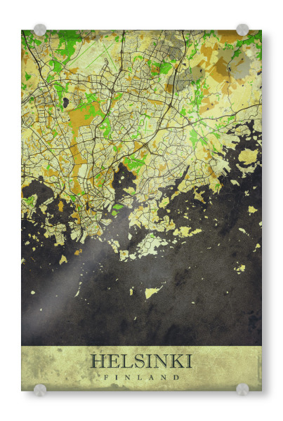 Acrylglasbild "Helsinki Vintage City Map" artboxONE - Städte / Weitere,Kartografie