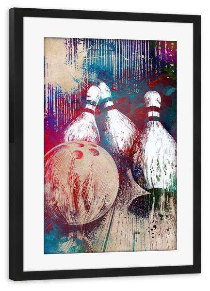 Poster mit Rahmen schwarz "Bowling Sportkunst A" artboxONE - Sport,Sport / Motivation - Bowling,Schüssel,Sport,Grafik,Illustration