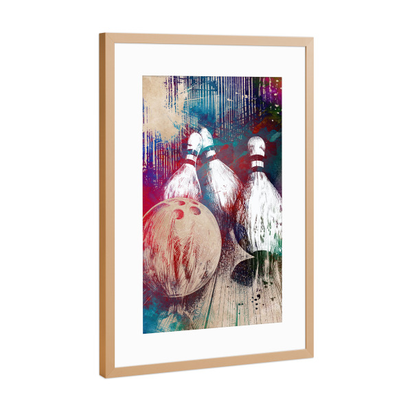 Poster mit Rahmen Kupfer "Bowling Sportkunst A" artboxONE - Sport,Sport / Motivation - Bowling,Schüssel,Sport,Grafik,Illustration