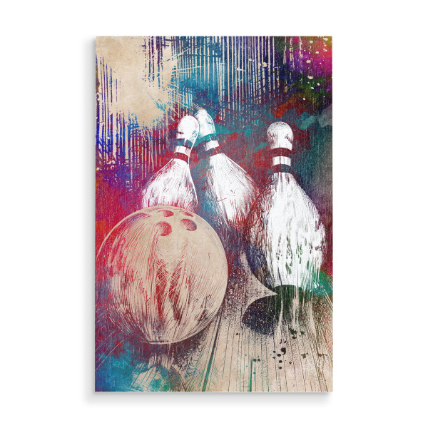 Holzbild "Bowling Sportkunst A" artboxONE - Sport,Sport / Motivation - Bowling,Schüssel,Sport,Grafik,Illustration