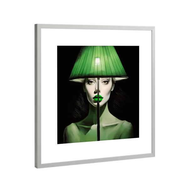 Poster mit Rahmen Silber "Grün - Frauenportrait - surreal" artboxONE - Menschen,Fiktion