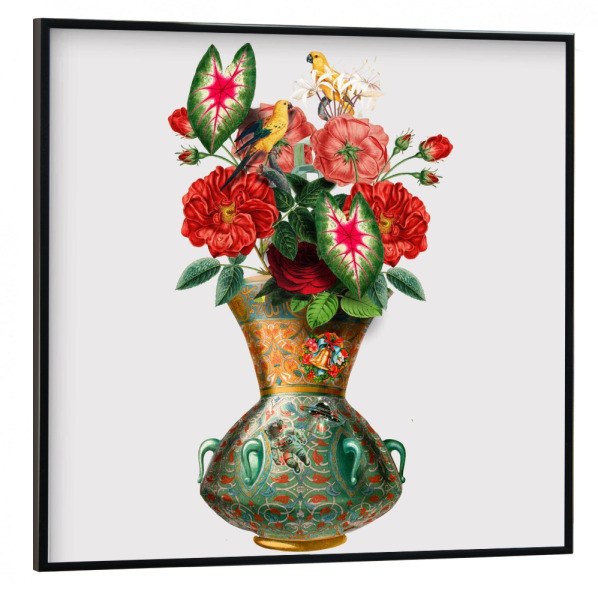 Poster mit schwarzem Rahmen 30x30 cm "Vase collage art" artboxONE - Floral