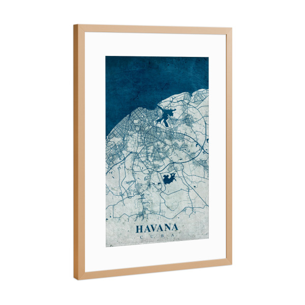 Poster mit Rahmen Kupfer "Vintage City Havanna" artboxONE - Städte / Weitere,Kartografie