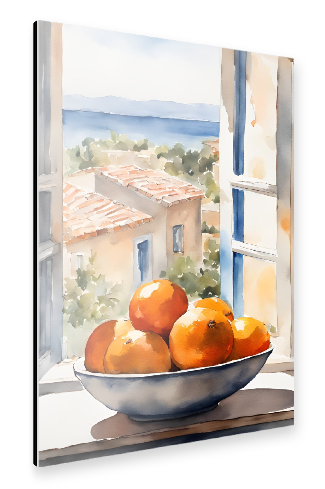 Alu-Dibond "Orangen in Schale in Fenster" 30x20 cm artboxONE