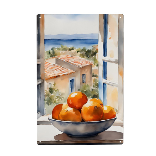 Oranges in bowl in window
