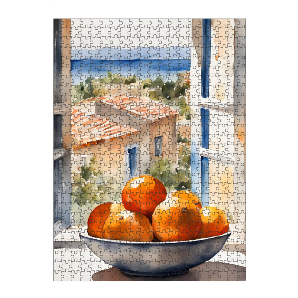 artboxONE Puzzle "Orangen in Schale in Fenster" artboxONE - Natur,Reise,Reise / Strand und Meer,Essen & Trinken / Obst & Gemüse