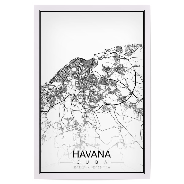 Poster "Stadt Havanna" artboxONE - Schwarzweiß,Städte / Weitere,Kartografie