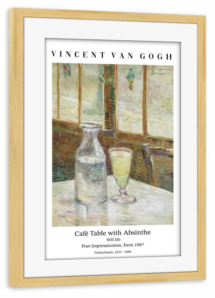Poster mit Rahmen kiefer "Café Tisch mit Absinth" artboxONE - Typografie,Abstrakt,Essen & Trinken / Alkohol